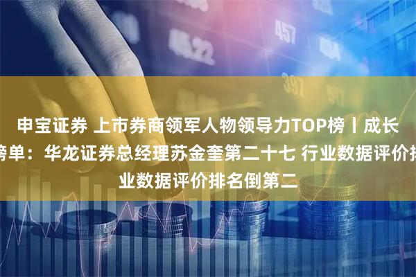 申宝证券 上市券商领军人物领导力TOP榜丨成长发展券商榜单：华龙证券总经理苏金奎第二十七 行业数据评价排名倒第二